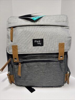 IPack Carry All Backpack Diaper Bag, Gray, Multi Pocket, Includes Changing Pad +